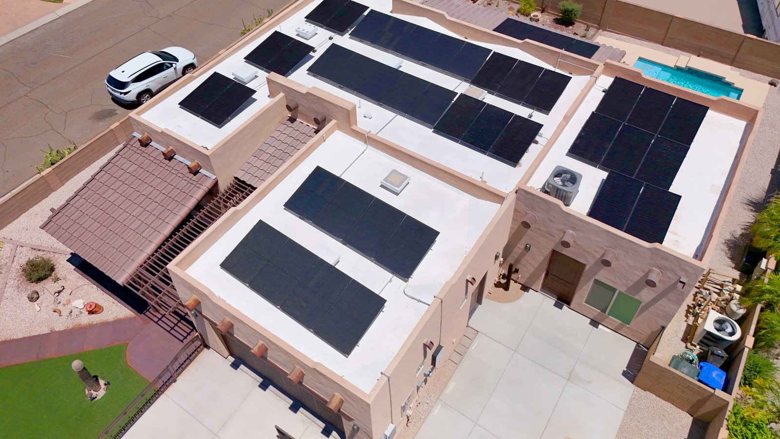Aerial view of completed EcoEnergy solar installation